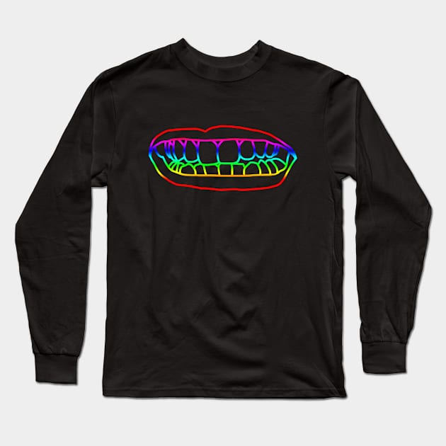 Natural Lips Rainbow Line Long Sleeve T-Shirt by ellenhenryart